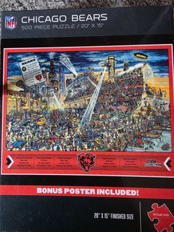 NFL CHICAGO BEARS 500PC JIGSAW PUZZLE.   INCLUDES BONUS POSTER.