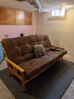 Wood Frame Futon with Brown Mattress (Queen)