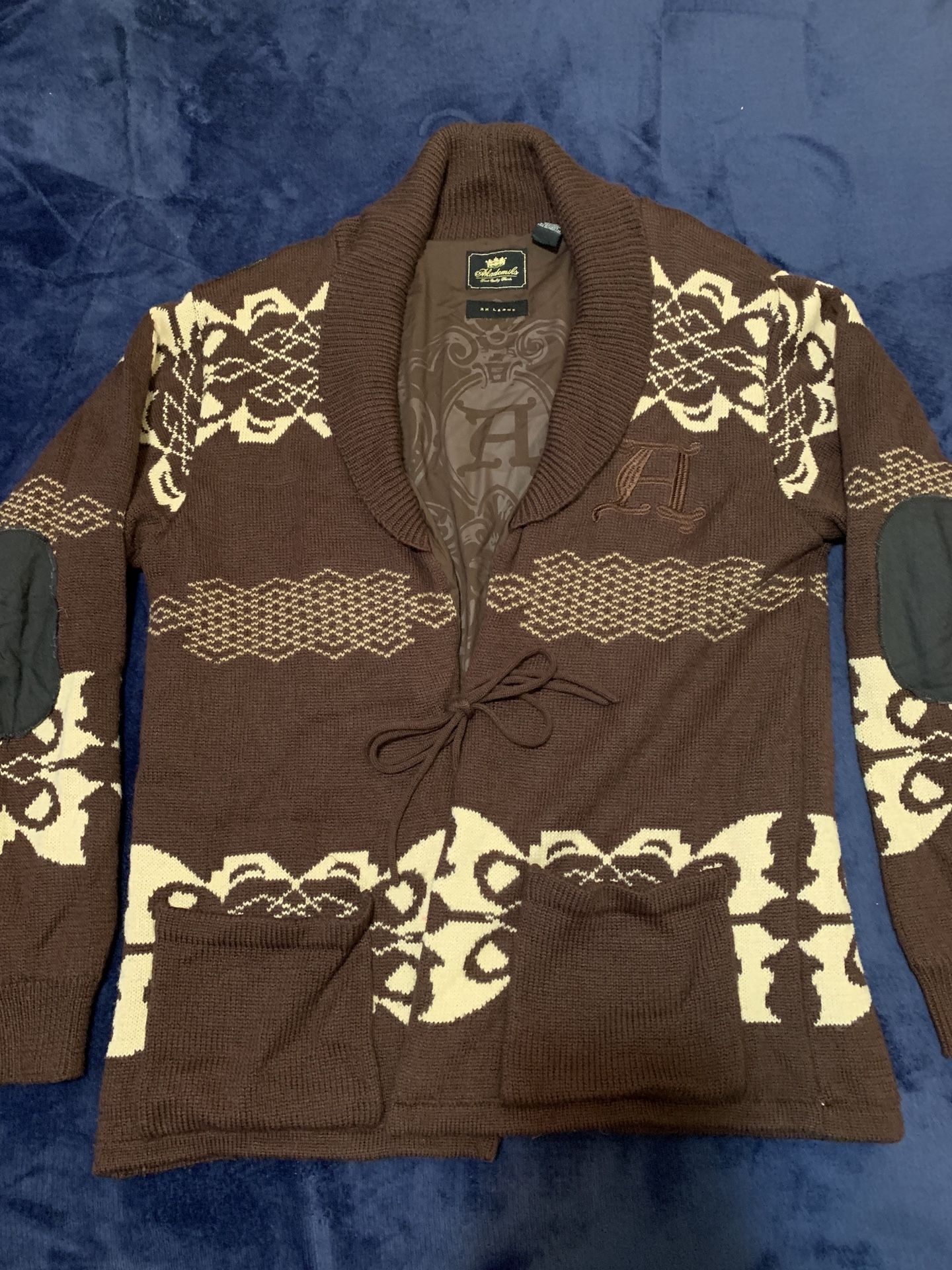 Vintage Akademiks Mens Heavy Wool Embroidered Sweater Size 2XL