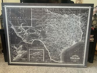 Vintage Map Texas Grey - Premium Gallery 48x36