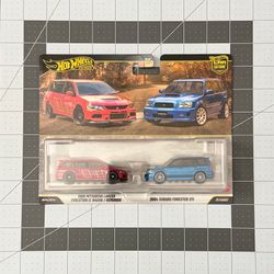 2026 Hot Wheels Premium Lancer Evo IX Wagon / Subaru Forester STI 2Pack