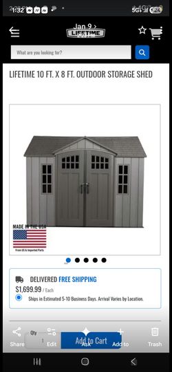 LIFETIME 10 X 8 PREMIUM ROUGHCUT EDITION VINYL.SHED With $300 worth of shelving inc.$1399
