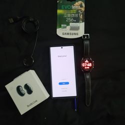 Samsung Galaxy Note 10+ Bundle 512gb (unlocked), Buds Live, Galaxy Watch 3, 256 Gb Sd Card $650!,