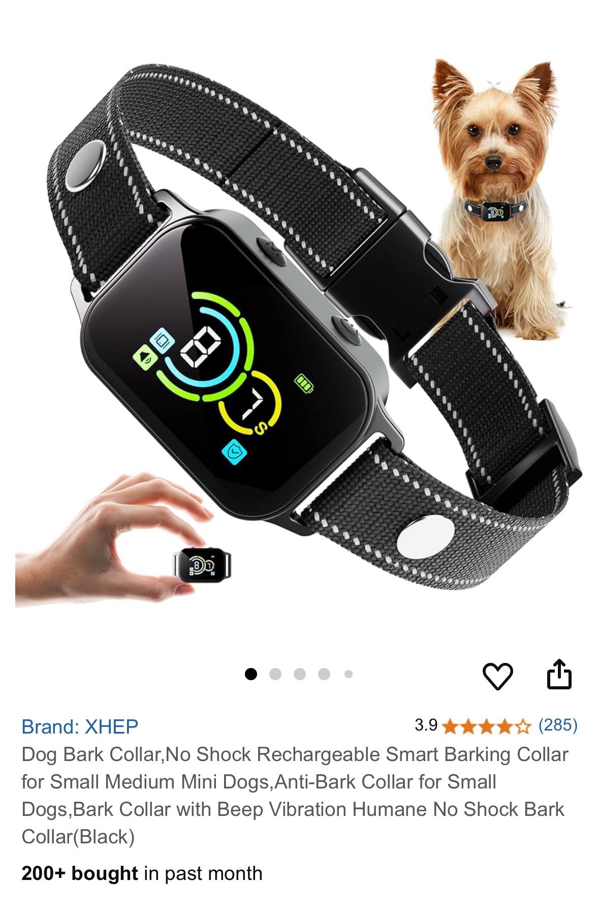 Dog Bark Collar,No Shock Rechargeable Smart Barking Collar for Small Medium Mini Dogs,