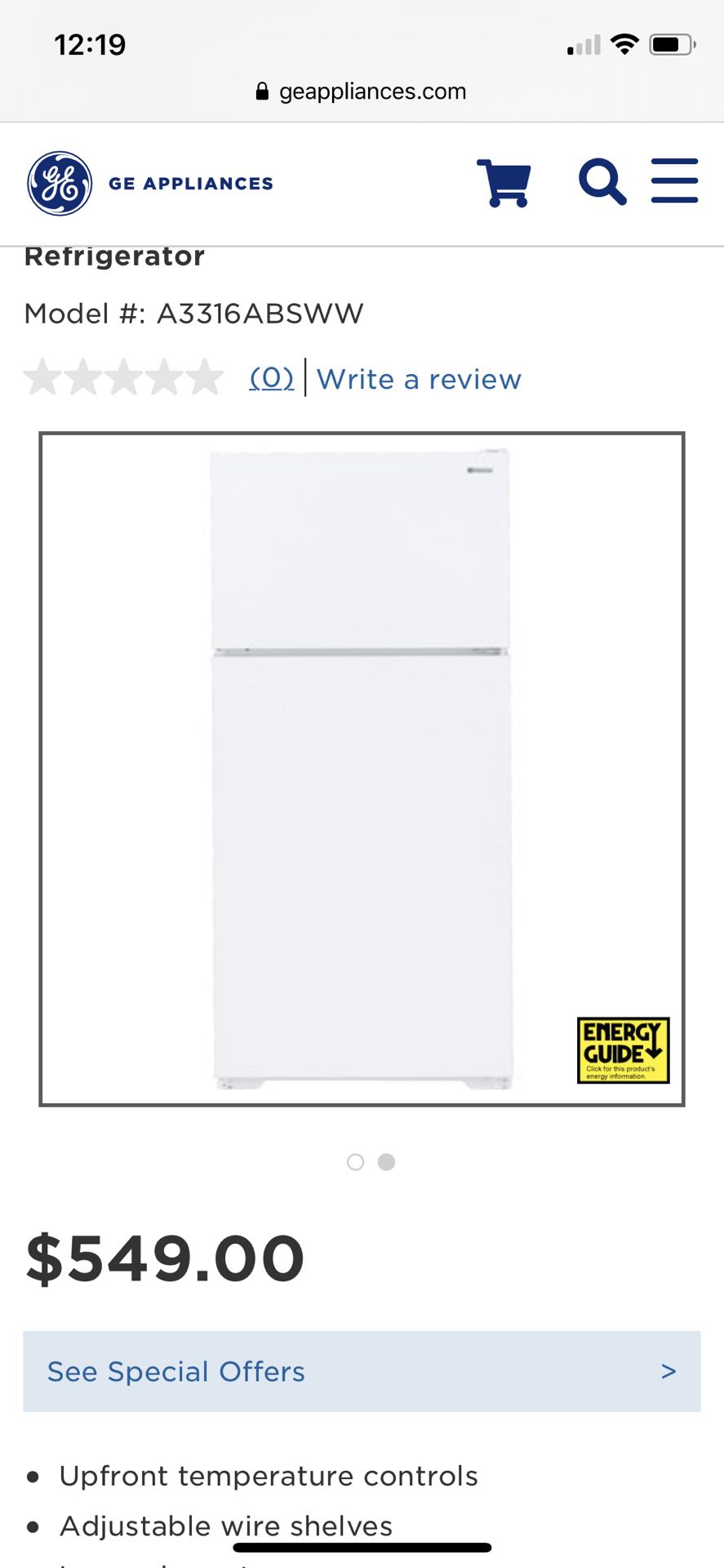 Top Freezer Refrigerator- GE Appliances