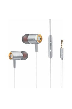 (R8) Zhuoman 3.5mm in-Ear Headphones Earphone for Phone Stereo Bass Headset Metal Wired Earphone HiFi Headphones Mic(Silver)