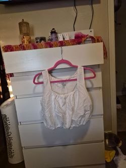 A New Day White Bubble Hem Crop Top