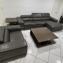 Grey Gray Brown Glossy Wood Middle Coffee Table Side End Table Living Room Middle Table