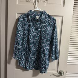 Womens Chico’s Button Down Shirt Chic Squares Size 2 