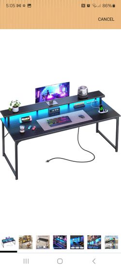 Gaming office desk with L.ED lights new in box pick up in pomona $70