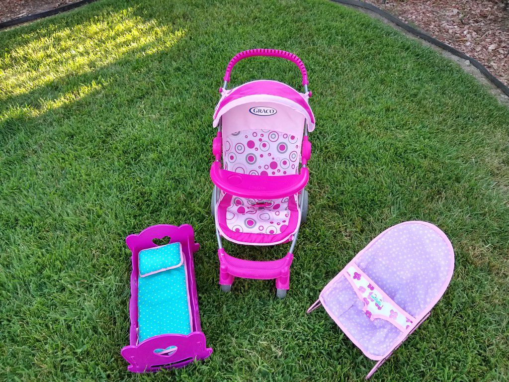 Baby doll set (Includes stroller, crib, and bouncer)
