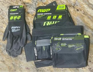 Brand New AWP Trapjaw Carpenter Tool Pouch and Precision Grip Gloves