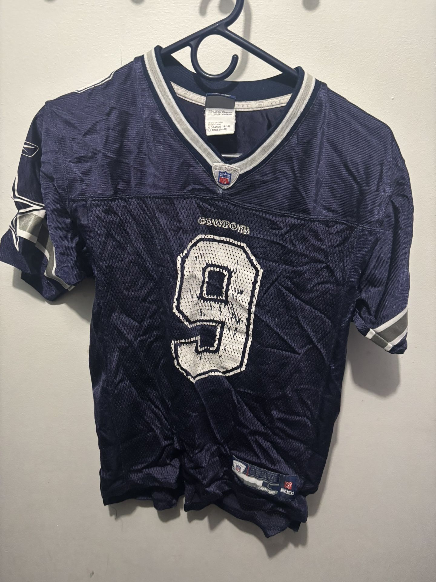 vintage Reebok Cowboys Tony Romo #9 Jersey boys size Large (14-16)