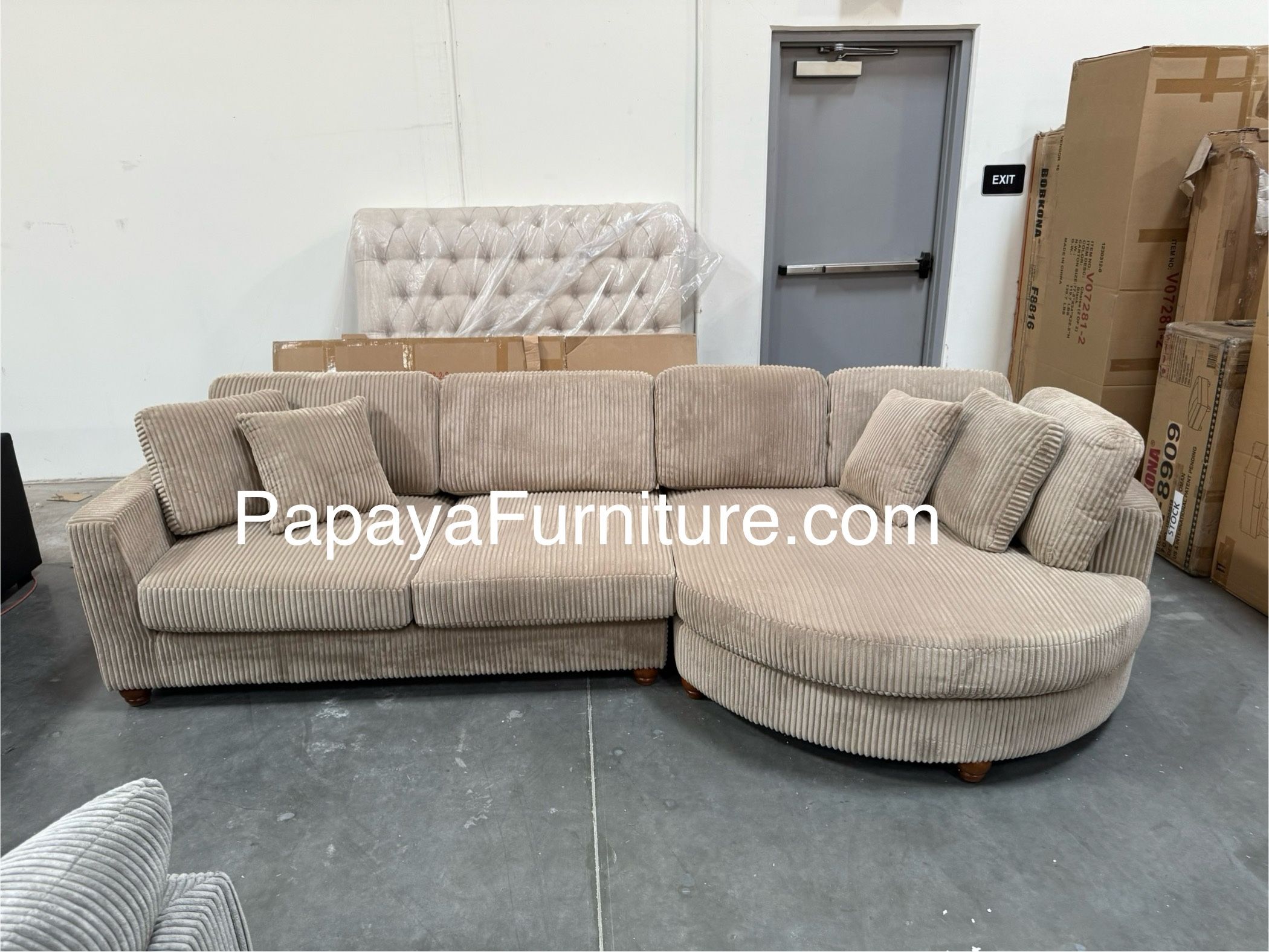 New! 125”L Ultra wide seat cushions Plush Sectional, Modern Sectional, Contemporary Sectional, Camel Sectional, Sofa, Couch, Round Shape Sectional Cha