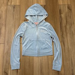 Juicy couture velour light blue bling zip up sweater jacket