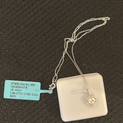 18 Inch Heart Shaped Necklace Stirling Silver 