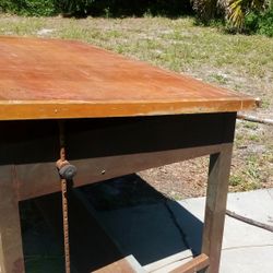 Vintage Drafting Table Metal And Wood Adjustable