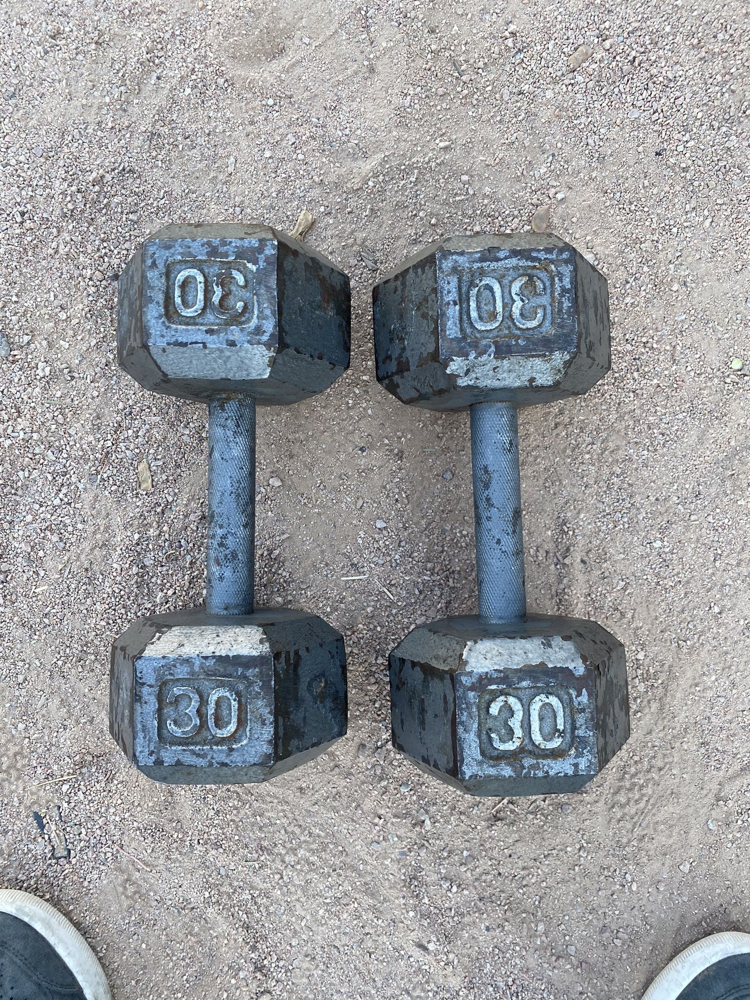 30lb Hex Iron Dumbbell Set Weights