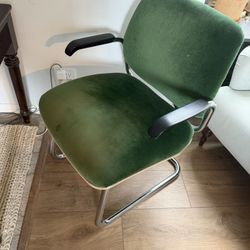 Vintage Green Velvet Office Chair 