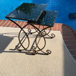 Pier 1 imports sku #(contact info removed) teal/green glass tiles (2) tables