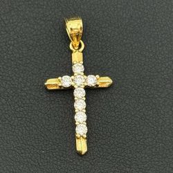14k solid yellow gold 0.65CTW moissanite cross pendant charm
