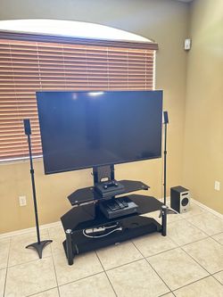 53” Vizio smart TV ,glass stand & speakers