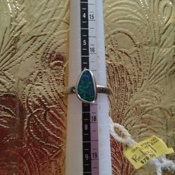 Solid 925- New -size 7 Synthetic Opal