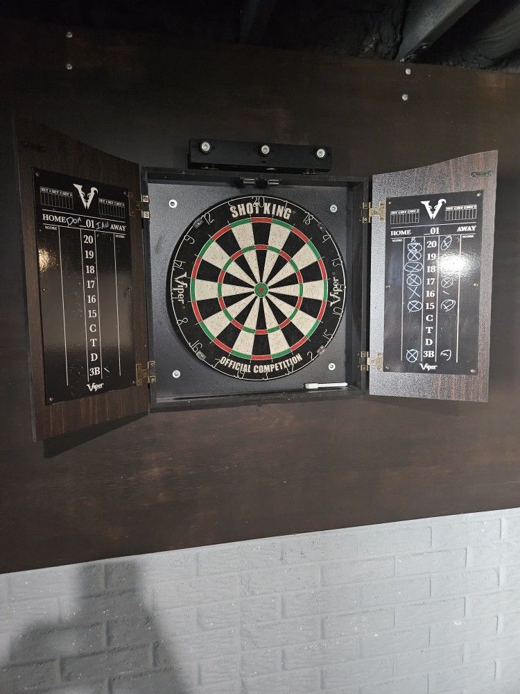 Dart Board With Darts And Backboard