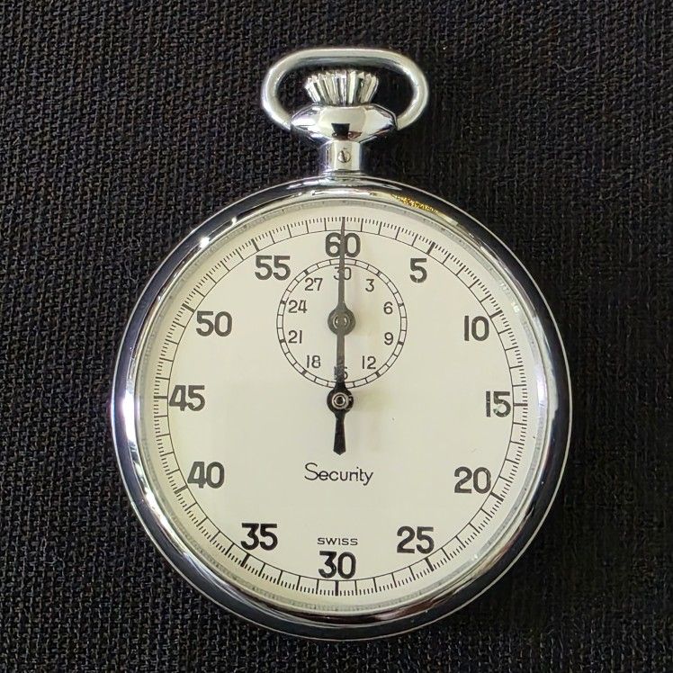 VTG Security By Jules Racine & Co. Manual 49mm Stop Watch Swiss WORKS