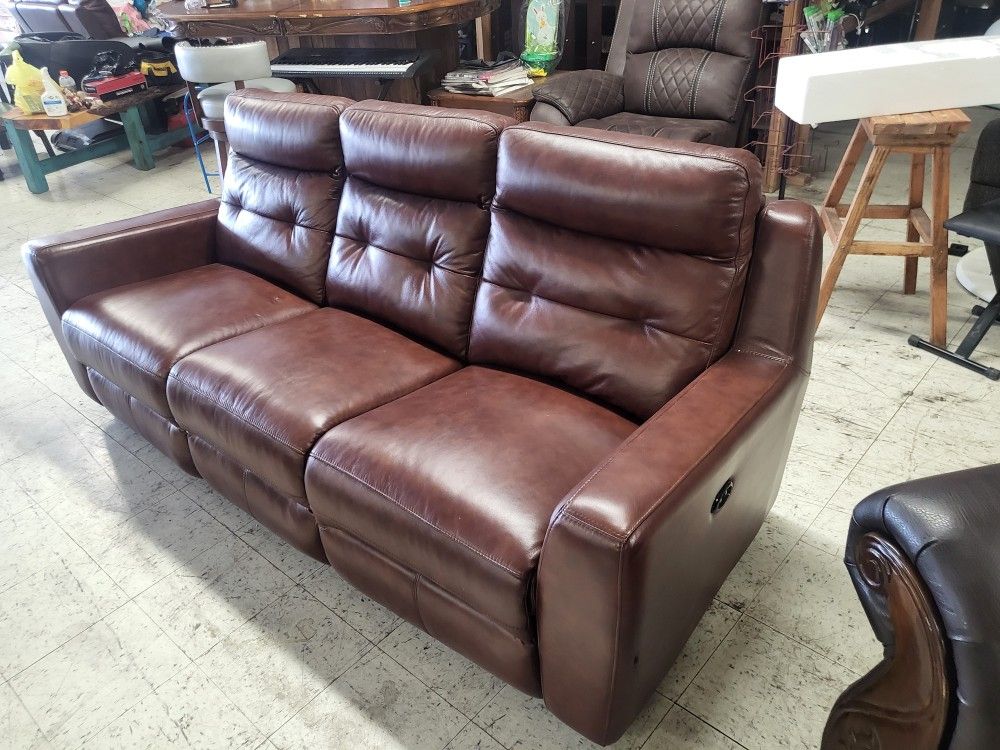 Brand New Floorsample All Leather Electric Recline Sofa MSRP pricing was $1,795