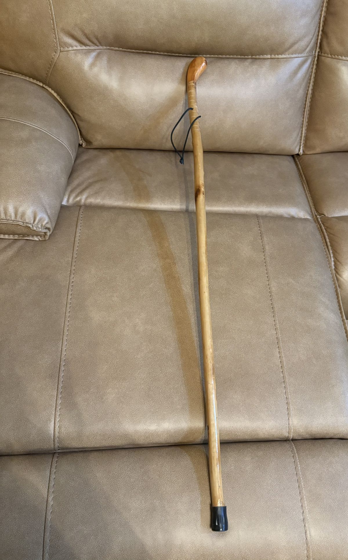 Wooden Walking Stick/Cane W/Round Top Handle Engraved Markings 47 14” Tall