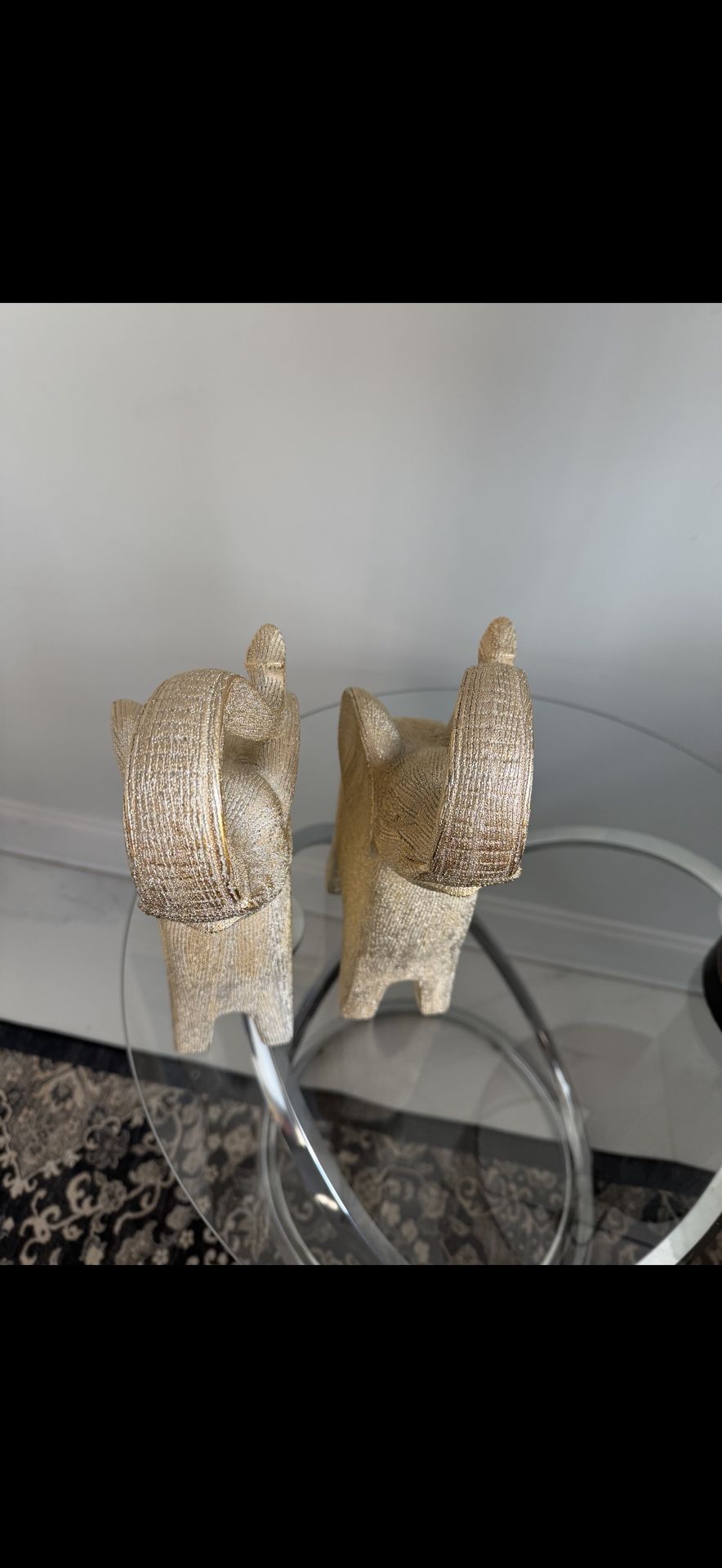Elephants (x2) For Decoration - Gold Shiny Color