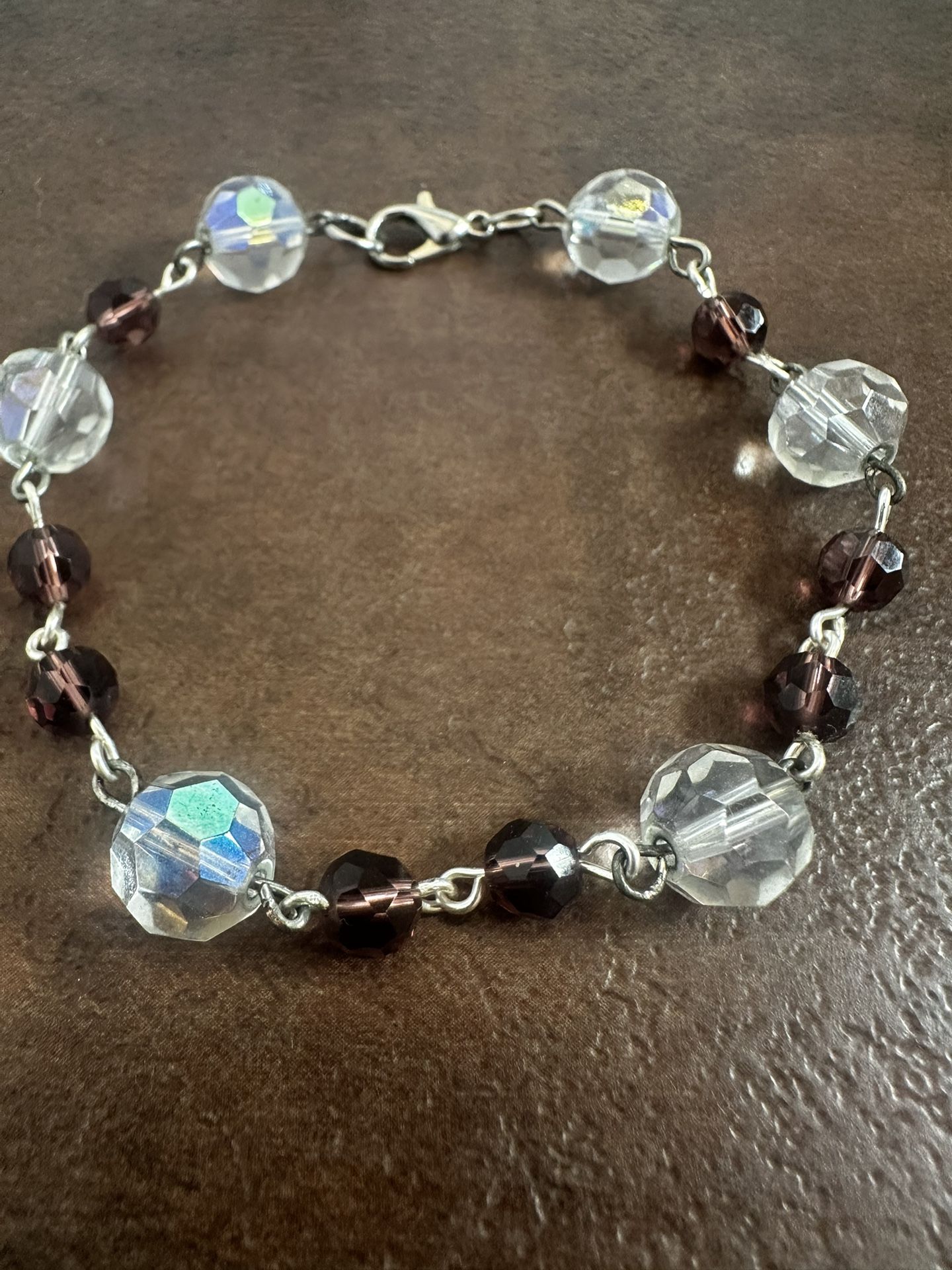 Elegant Crystal and Purple Beaded Bracelet