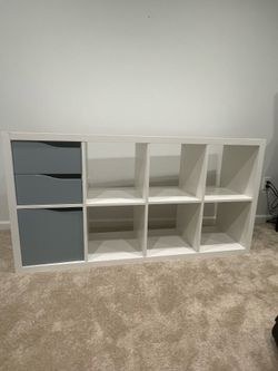 Ikea Kallax with blue shelves