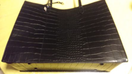 BEIS "The Large Work Tote" - Black Croc (Leather Laptop Tote)