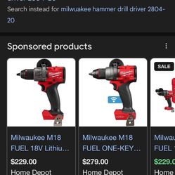 Milwaukee M18 Fuel Sawzall, Hammer Drill/Driver With Charger All 3 Items For 300.00 Each Item Is Brand New Never Used 