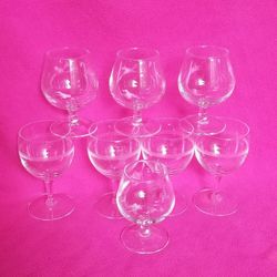 8 pc glass set wine glasses and brandy snifters ( see ALL pics FOR MEASUREMENTS please)