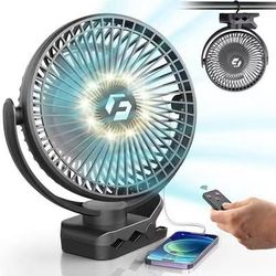 Korbot 8-inch Clip on Fan - 20000mAh Portable Fan Battery Rechargeable with 3 Speeds and Strong Airflow, USB Fan Small Desk Fan Personal Quiet Fan for