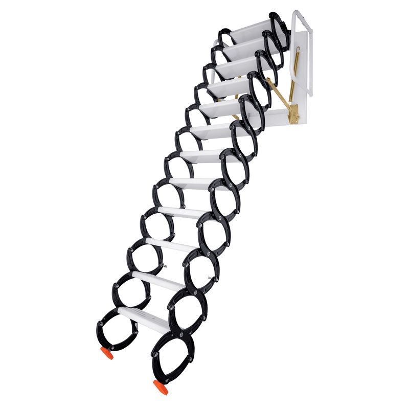 12-Step Folding Step Attic Ladder,12-Steps Wall-Mounted Attic Ladder