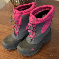 North Face Pink and Gray Winter Boots