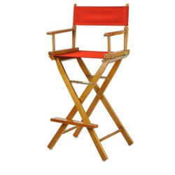 Casual Home 30" Director's Chair Honey Oak Frame-with Red Canvas, Bar Height