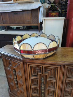Vintage Stained Glass Light Fixture 
