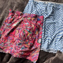 Set Of 2 Rave Skirts Xs/s Psychedelic Groovy Pattern