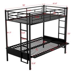 Twin Bunk Bed With Full Futon 