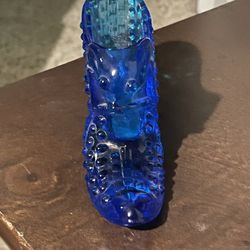 Vintage Blue Glass Slipper 