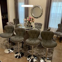 🔥 Modern Shell Bar Stools – Brand New! 🔥 ✨ Gray, Adjustable, 360° Swivel – $69 Each ✨ Upgrade your kitchen or bar space with these sleek, cushioned