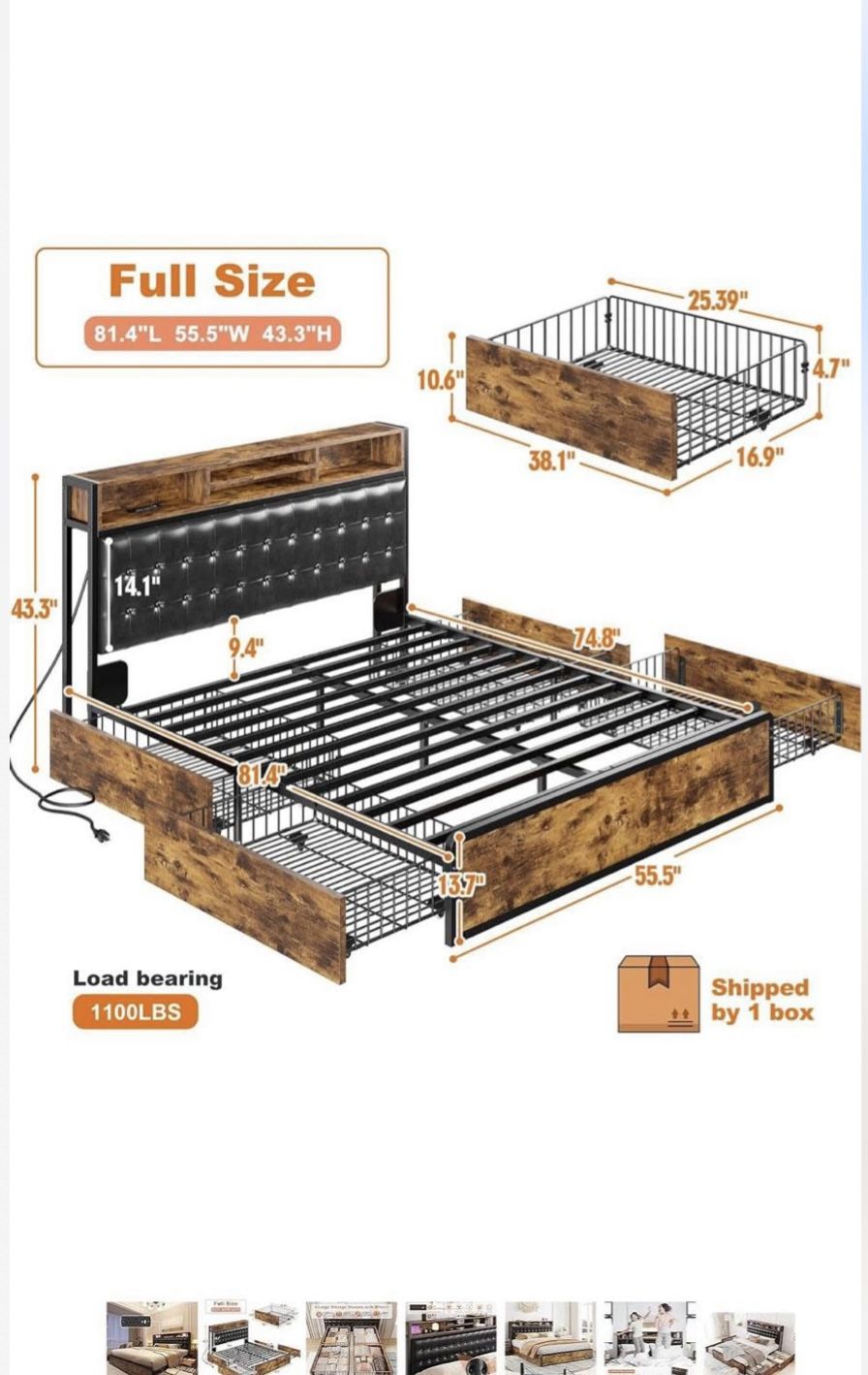 Full Size Bed With Drawers Comes With Mattress And Box 