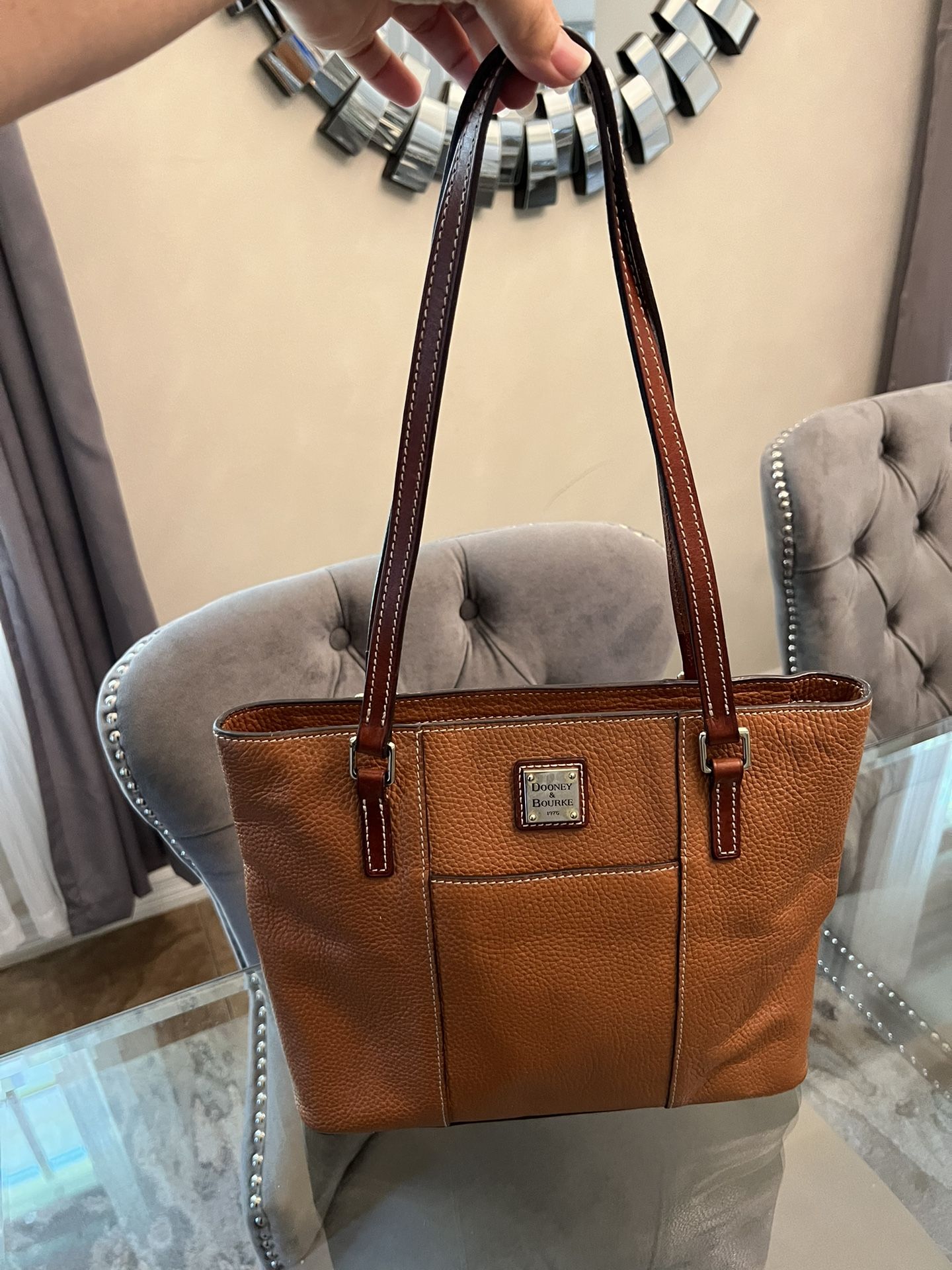 Dooney Bourke Lexington Brown Leather Pebble Grain Shoulder Bag Double Handle