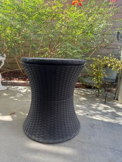 Dark Brown Wicker Outdoor Side Table