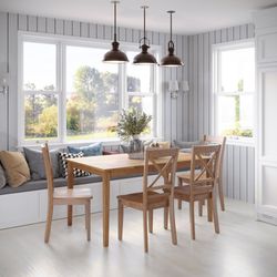 Simplicity Honey Rect. Dining Table w/ 4 X-Back Chairs